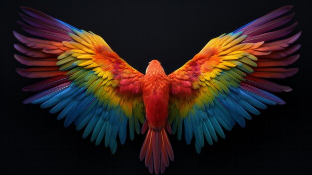 素晴らしい翼を広げた活気に満ちた鳥のイラスト