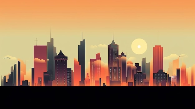 Illustration of a vibrant city skyline