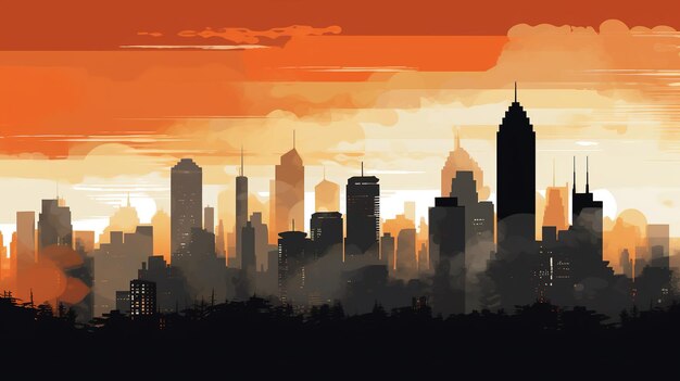 Foto illustrazione di uno skyline cittadino vibrante