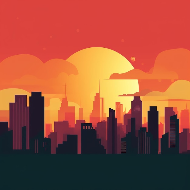 Illustration of a vibrant city skyline