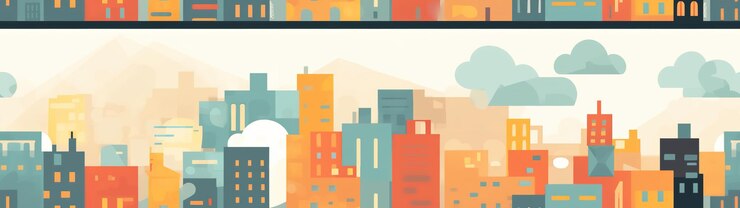Photo 活気のある都市のスカイラインのイラスト