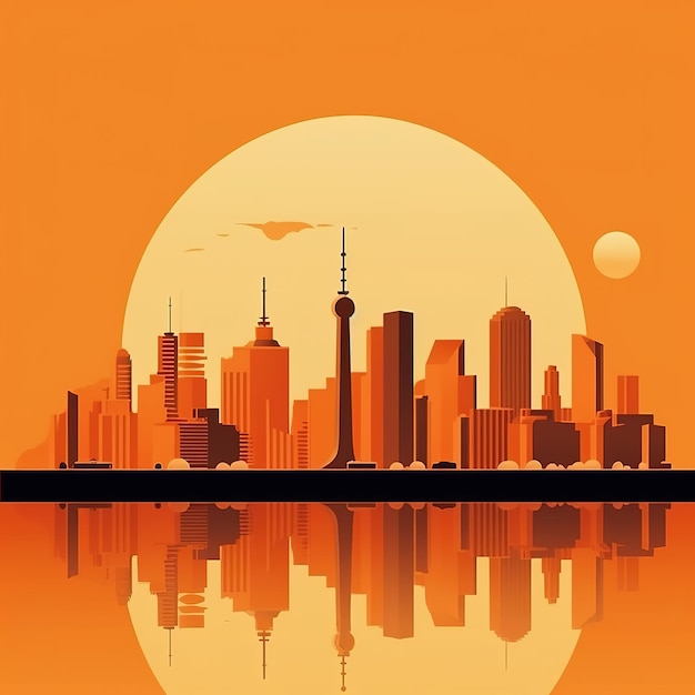 Illustration of a vibrant city skyline