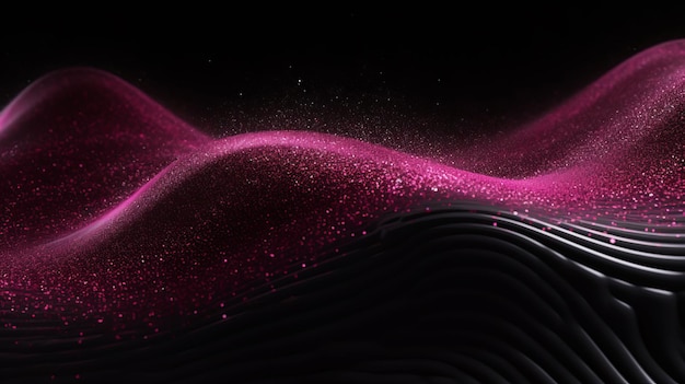 Illustration of a vibrant pink wave on a black background