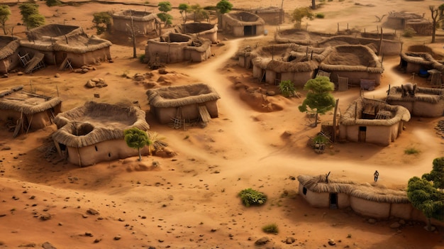 Photo illustration of a village in africa with a small