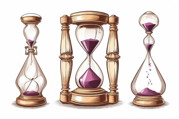 illustration of vintage hourglass isolated on white