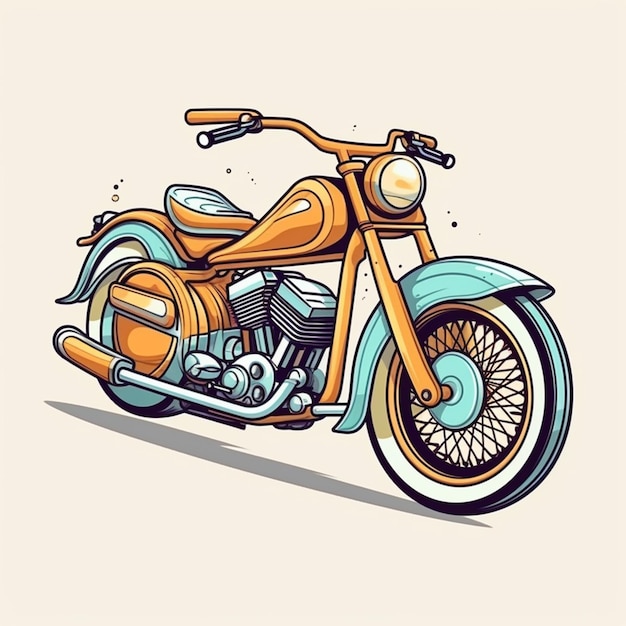 An illustration of a vintage motorcycle with the word harley on the front.
