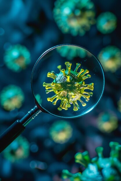 illustration of viruses under a magnifying glass