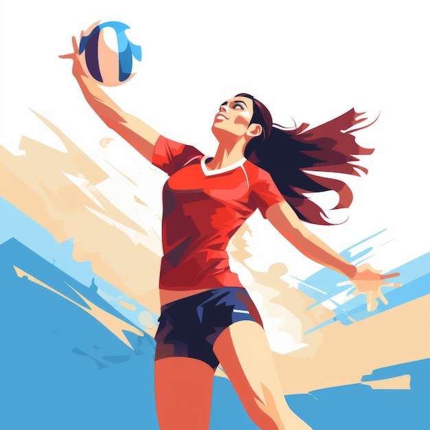 Photo illustration volleyball player in red shirt