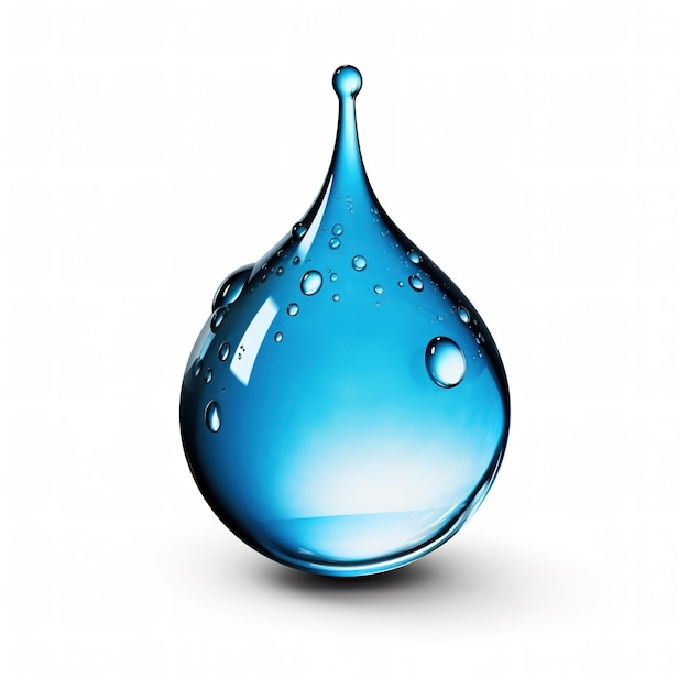 Illustration water drop blue aqua shape isolated on white Generative ai