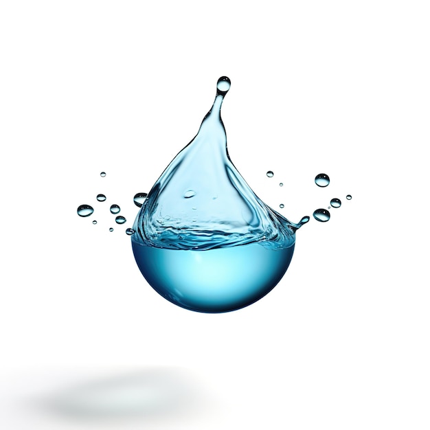 Foto illustrazione goccia d'acqua forma aqua blu isolata su bianco generative ai