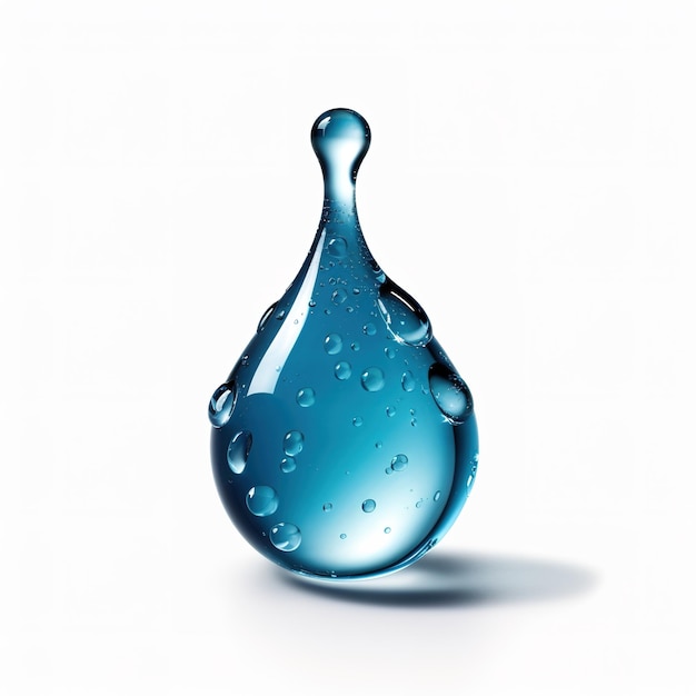 Illustration water drop blue aqua shape isolated on white Generative ai