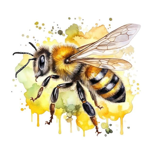 Illustration Watercolor Cute Honey Bee