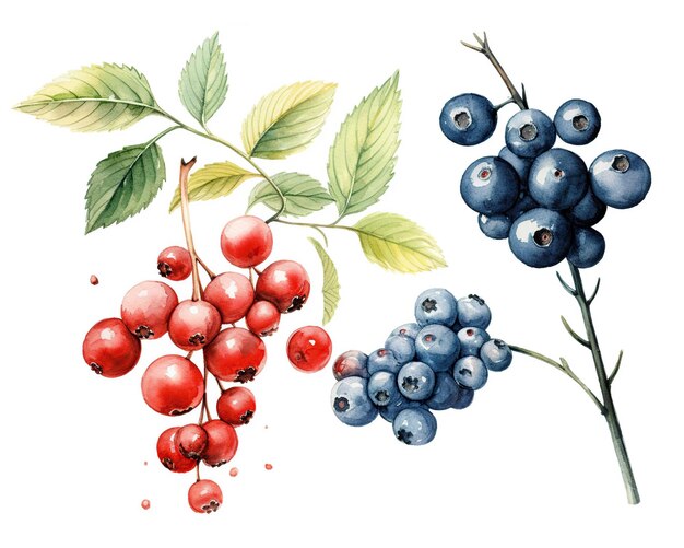 Illustration of watercolor fruits on white background Generative AI