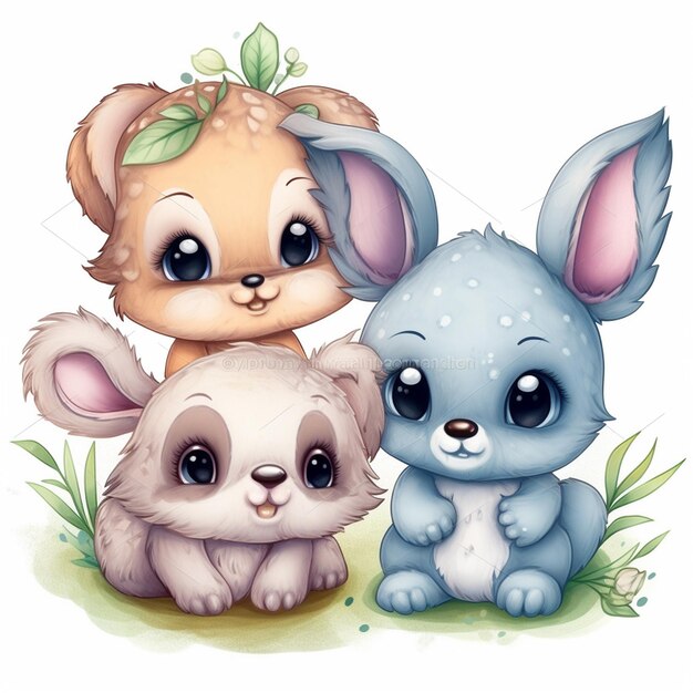 illustration watercolor hand drawn cute baby animal sticker