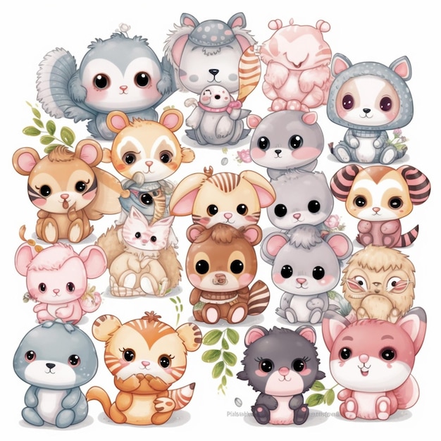 illustration watercolor hand drawn cute baby animal sticker