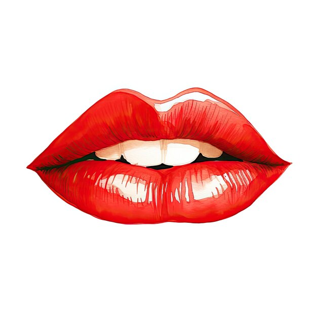 Illustration of Watercolor lips on white background World Kissing Day Tshirt printing