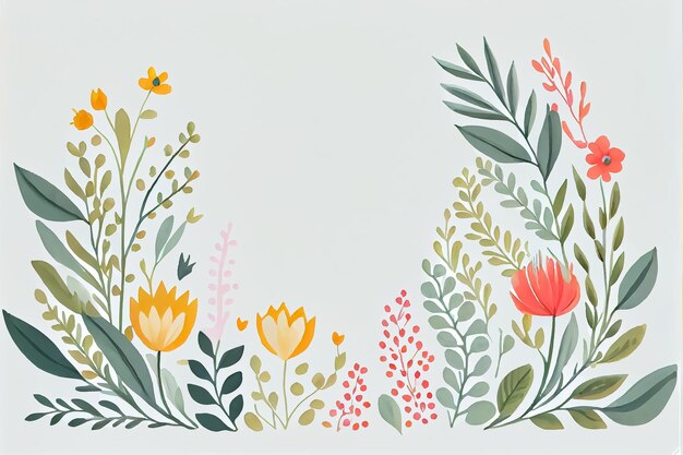 Illustration of watercolor spring flower frame with text space AI