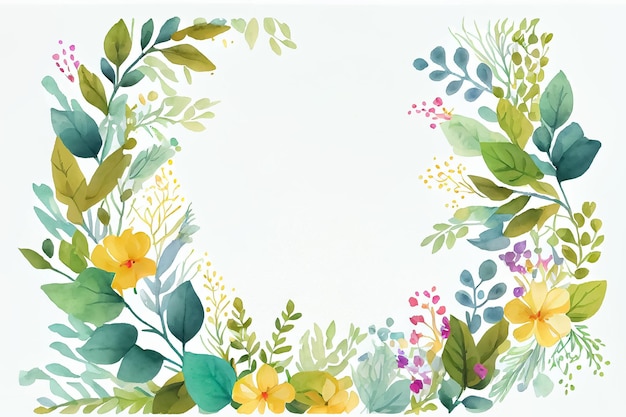 Illustration of watercolor spring flower frame with text space AI