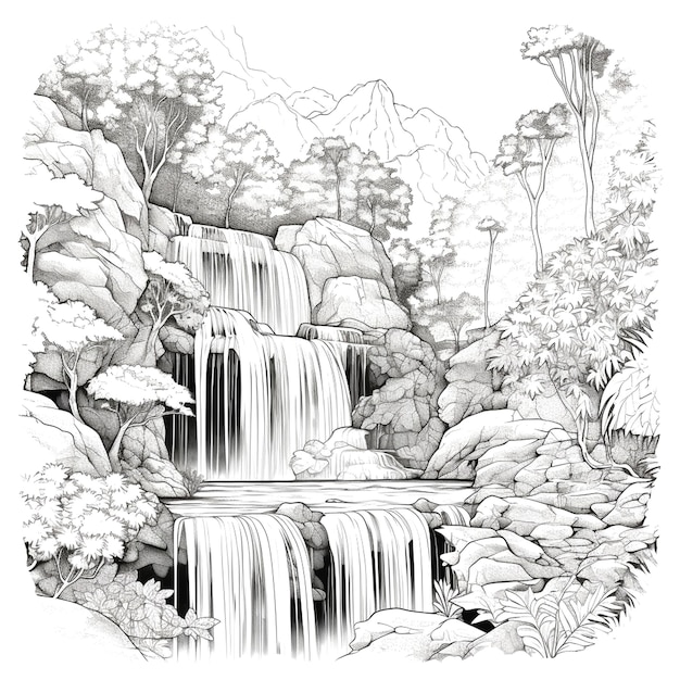 Photo illustration of waterfall