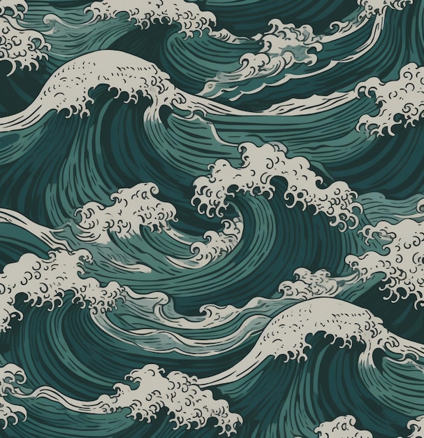 Illustration of a wave and the sea