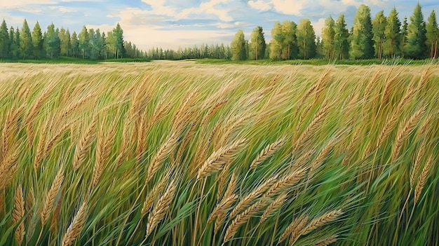 иллюстрация пшеничного поля