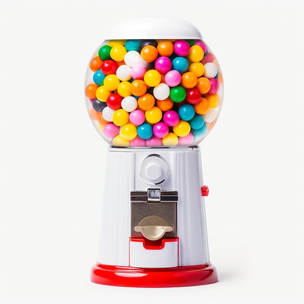 illustration of white background A plastic toy gum ball machine with