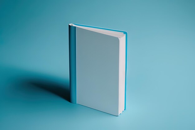 Foto illustrazione di un libro bianco su sfondo blu in primo piano