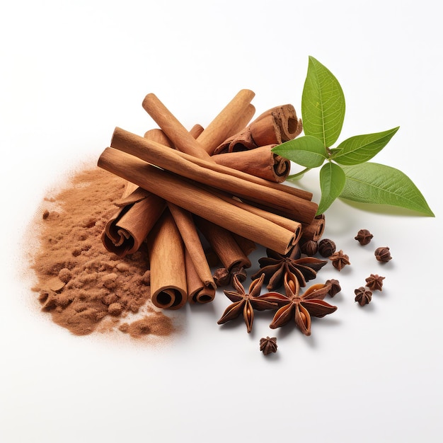 illustration white display fresh cinnamon and cloves background