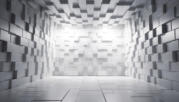 Illustration of a white and grayish cubic construction block background Generative ai