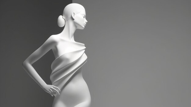 Illustration of a white mannequin in a minimalist setting