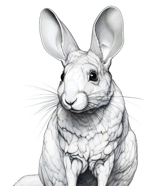 Illustration of a white rabbit on a white background digital painting