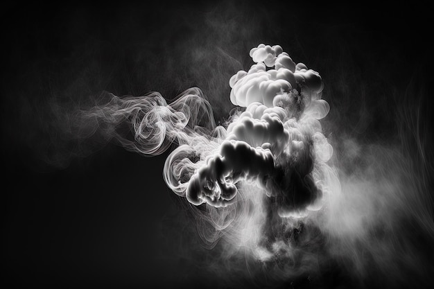 Иллюстрация белого дыма или тумана на темном фоне