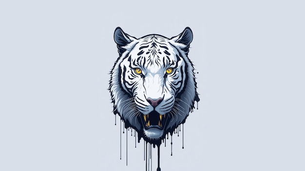 Photo illustration of a white tiger's head roaring