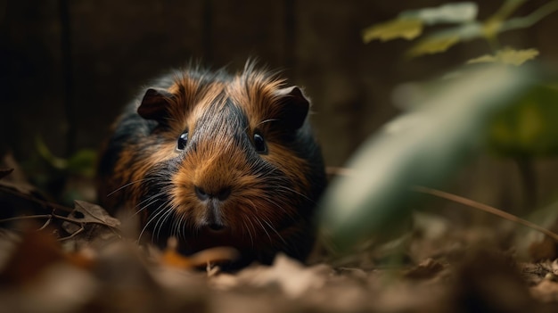 Illustration of wild guinea pigs in the forest