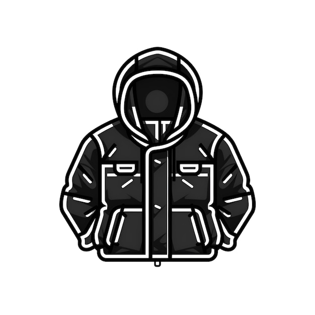 Illustration of a winter jacket isolated on white background done in retro style