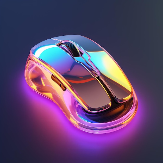 illustration of A wireless mouseAcid Aesthetic StyleC4D oc Render