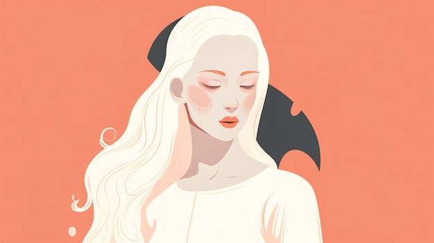 Illustration with an albino woman generative AI