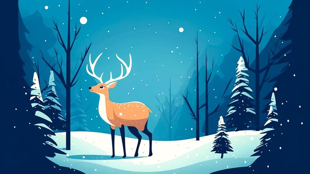 Illustration with Christmas deer winter concept generative AI