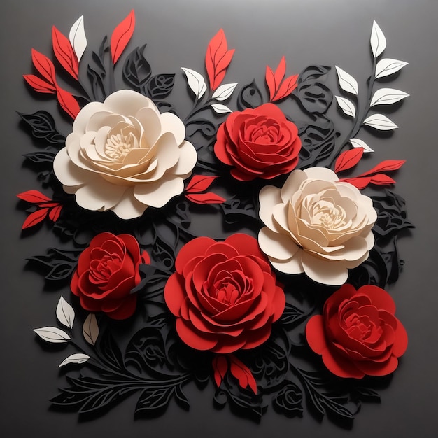 illustration with red rose decoration