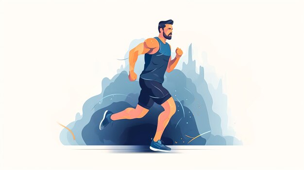 Illustration with a running male athlete generative ai