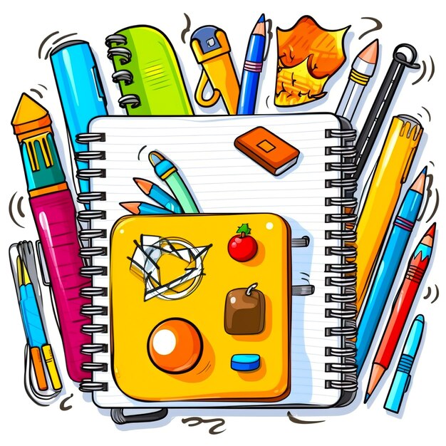 Illustration with school supplies The concept of school education Generative AI