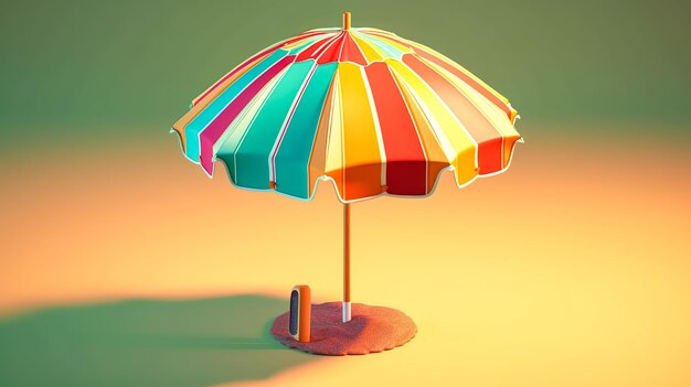 Illustration with sun protection beach umbrella generative AI