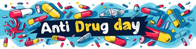 Photo illustration with text to commemorate anti drug day