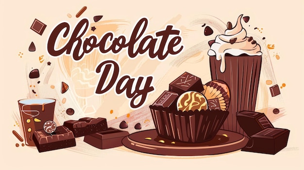 Иллюстрация с текстом в честь Дня шоколада