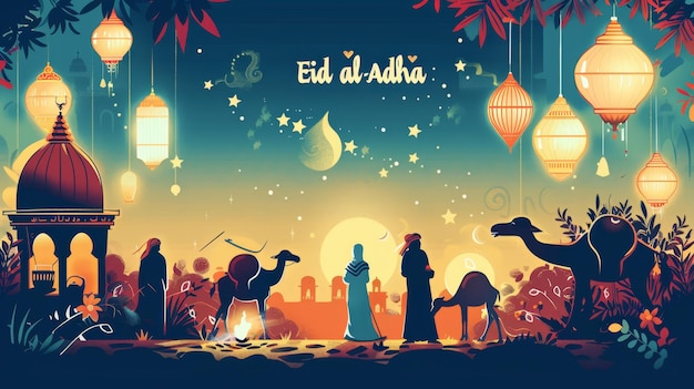 Photo illustration with text to commemorate eid aladha