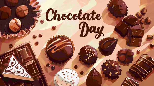 写真 チョコレートの日を記念するテキストのイラスト