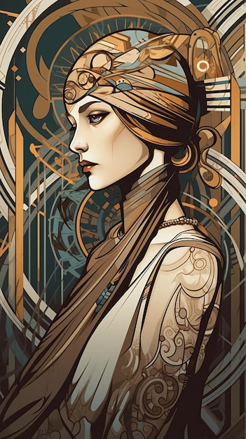 Illustrazione di donna e art deco ai generata