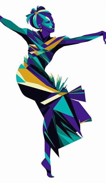 illustration of a woman in a colorful dress doing a dance pose generative ai