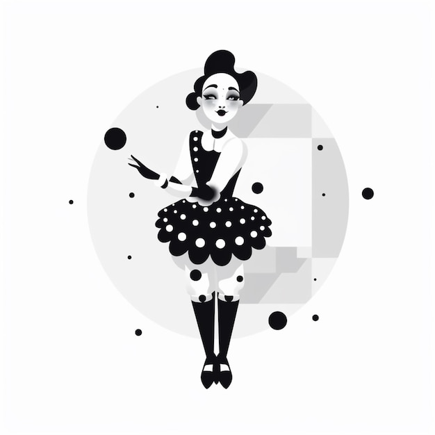 Illustration of a woman in a dress with polka dots and a pair of scissors generative ai