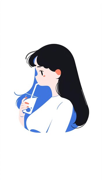 水を飲む女性のイラスト 生成ai